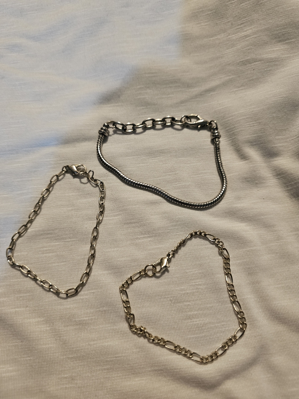 Women’s Silver Chain Bracelet Set - Three Piece